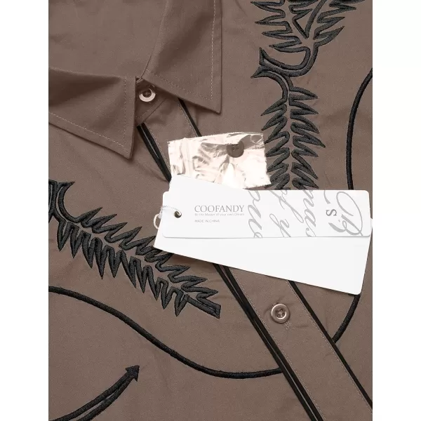 COOFANDY Men's Western Shirts Long Sleeve Slim Fit Embroideres Cowboy Casual Button Down Shirt)