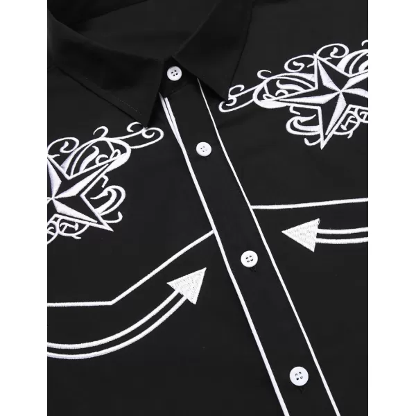COOFANDY Men's Western Shirts Long Sleeve Slim Fit Embroideres Cowboy Casual Button Down Shirt)