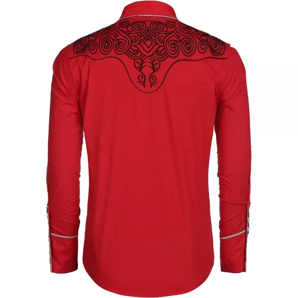 COOFANDY Men's Western Shirts Long Sleeve Slim Fit Embroideres Cowboy Casual Button Down Shirt