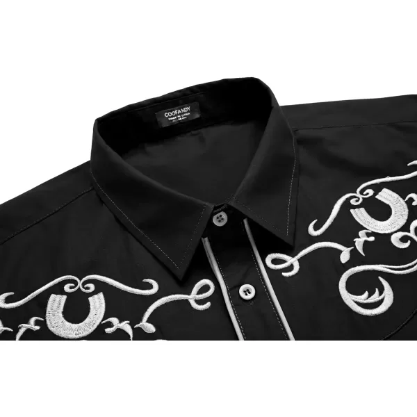 COOFANDY Men's Western Shirts Long Sleeve Slim Fit Embroideres Cowboy Casual Button Down Shirt)