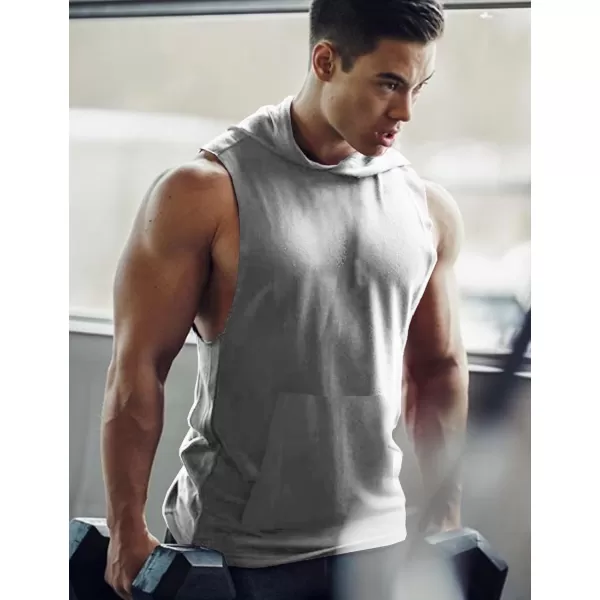 COOFANDY Men's Workout Hooded Tank Tops Bodybuilding Muscle Cut Off T Shirt Sleeveless Gym Hoodies