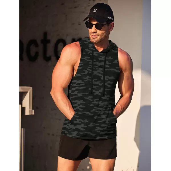 COOFANDY Men's Workout Hooded Tank Tops Bodybuilding Muscle Cut Off T Shirt Sleeveless Gym Hoodies