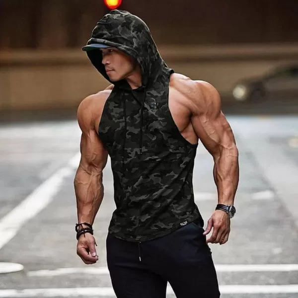 COOFANDY Men's Workout Hooded Tank Tops Bodybuilding Muscle Cut Off T Shirt Sleeveless Gym Hoodies