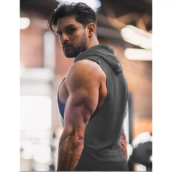 COOFANDY Men's Workout Hooded Tank Tops Bodybuilding Muscle Cut Off T Shirt Sleeveless Gym Hoodies