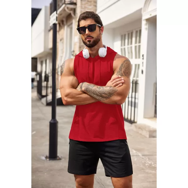 COOFANDY Men's Workout Hooded Tank Tops Bodybuilding Muscle Cut Off T Shirt Sleeveless Gym Hoodies