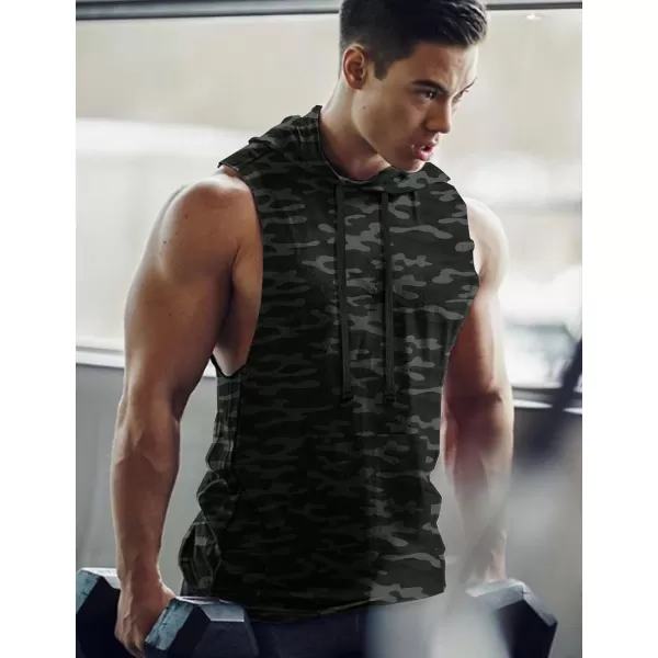 COOFANDY Men's Workout Hooded Tank Tops Bodybuilding Muscle Cut Off T Shirt Sleeveless Gym Hoodies