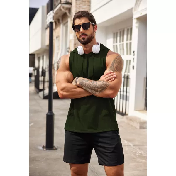 COOFANDY Men's Workout Hooded Tank Tops Bodybuilding Muscle Cut Off T Shirt Sleeveless Gym Hoodies