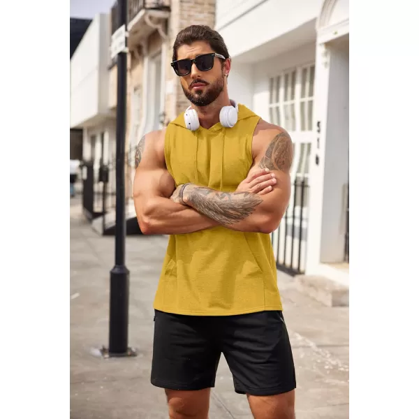 COOFANDY Men's Workout Hooded Tank Tops Bodybuilding Muscle Cut Off T Shirt Sleeveless Gym Hoodies