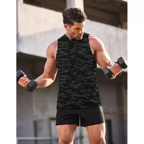 COOFANDY Men's Workout Hooded Tank Tops Bodybuilding Muscle Cut Off T Shirt Sleeveless Gym Hoodies
