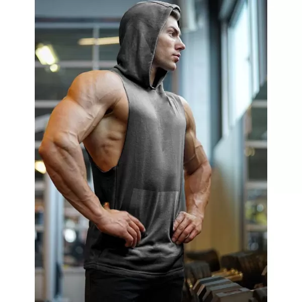 COOFANDY Men's Workout Hooded Tank Tops Bodybuilding Muscle Cut Off T Shirt Sleeveless Gym Hoodies