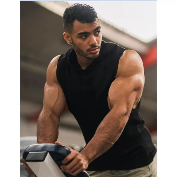 COOFANDY Men's Workout Hooded Tank Tops Bodybuilding Muscle Cut Off T Shirt Sleeveless Gym Hoodies