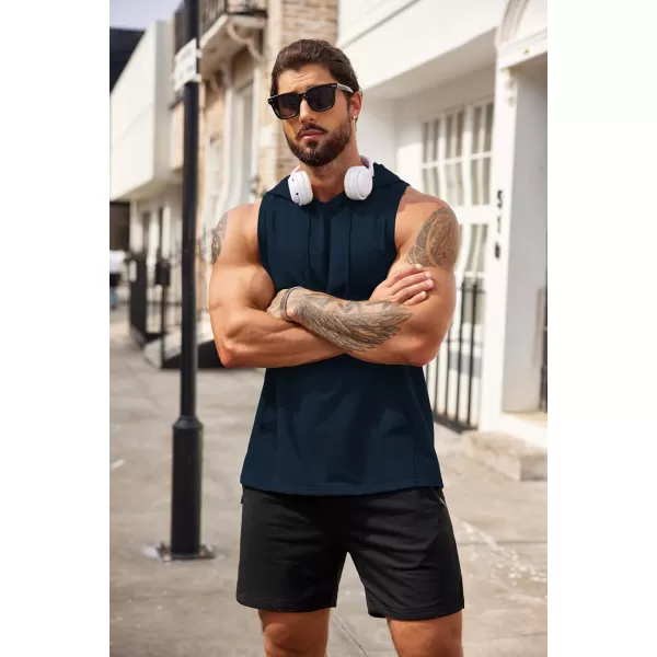 COOFANDY Men's Workout Hooded Tank Tops Bodybuilding Muscle Cut Off T Shirt Sleeveless Gym Hoodies