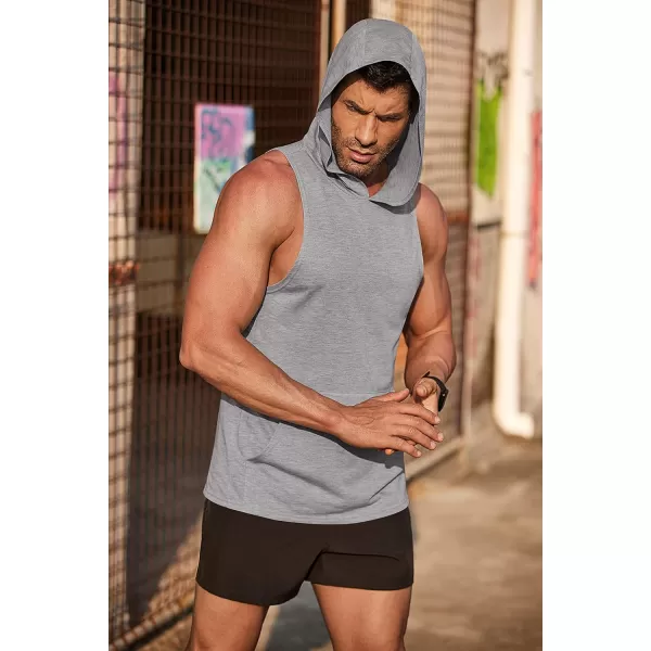 COOFANDY Men's Workout Hooded Tank Tops Bodybuilding Muscle Cut Off T Shirt Sleeveless Gym Hoodies