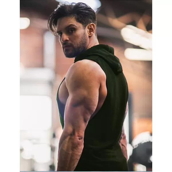 COOFANDY Men's Workout Hooded Tank Tops Bodybuilding Muscle Cut Off T Shirt Sleeveless Gym Hoodies