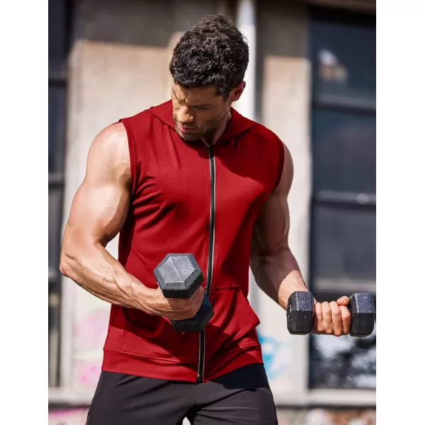 COOFANDY Men's Workout Hooded Tank Tops Zip Up Bodybuilding Fitness Muscle T Shirt Sleeveless Gym Hoodie
