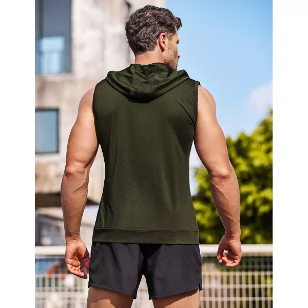 COOFANDY Men's Workout Hooded Tank Tops Zip Up Bodybuilding Fitness Muscle T Shirt Sleeveless Gym Hoodie
