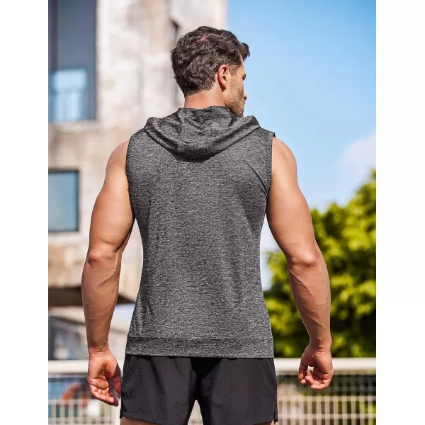 COOFANDY Men's Workout Hooded Tank Tops Zip Up Bodybuilding Fitness Muscle T Shirt Sleeveless Gym Hoodie
