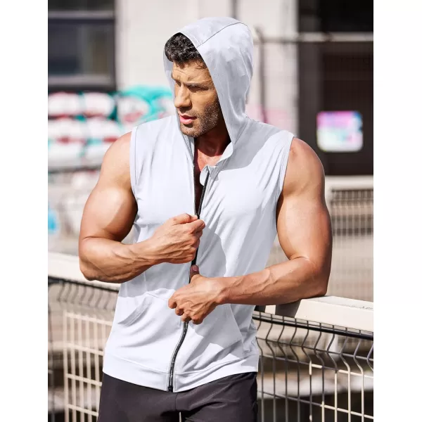 COOFANDY Men's Workout Hooded Tank Tops Zip Up Bodybuilding Fitness Muscle T Shirt Sleeveless Gym Hoodie