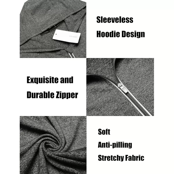 COOFANDY Men's Workout Hooded Tank Tops Zip Up Bodybuilding Fitness Muscle T Shirt Sleeveless Gym Hoodie