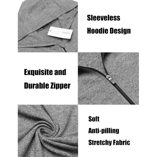 COOFANDY Men's Workout Hooded Tank Tops Zip Up Bodybuilding Fitness Muscle T Shirt Sleeveless Gym Hoodie