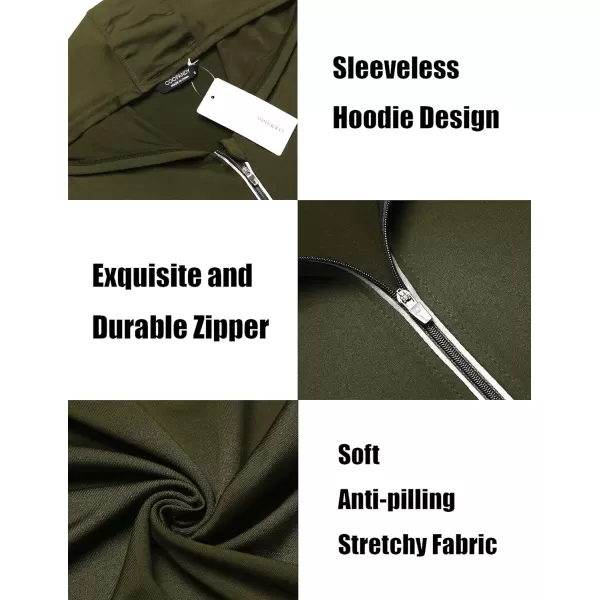 COOFANDY Men's Workout Hooded Tank Tops Zip Up Bodybuilding Fitness Muscle T Shirt Sleeveless Gym Hoodie