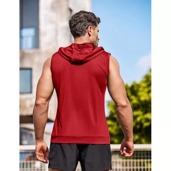 COOFANDY Men's Workout Hooded Tank Tops Zip Up Bodybuilding Fitness Muscle T Shirt Sleeveless Gym Hoodie