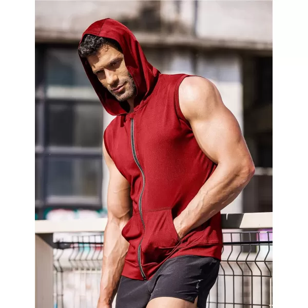 COOFANDY Men's Workout Hooded Tank Tops Zip Up Bodybuilding Fitness Muscle T Shirt Sleeveless Gym Hoodie