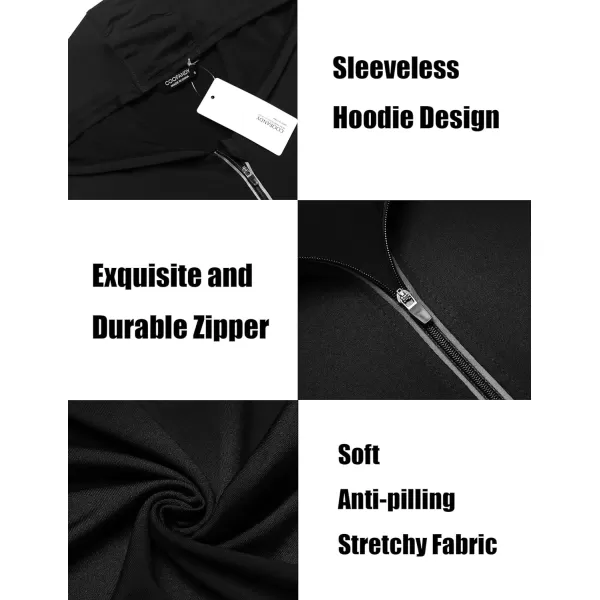 COOFANDY Men's Workout Hooded Tank Tops Zip Up Bodybuilding Fitness Muscle T Shirt Sleeveless Gym Hoodie