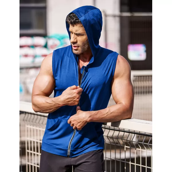COOFANDY Men's Workout Hooded Tank Tops Zip Up Bodybuilding Fitness Muscle T Shirt Sleeveless Gym Hoodie