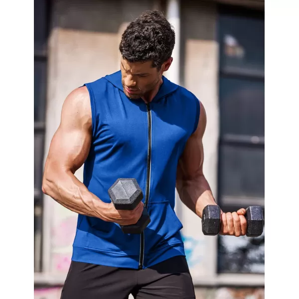 COOFANDY Men's Workout Hooded Tank Tops Zip Up Bodybuilding Fitness Muscle T Shirt Sleeveless Gym Hoodie