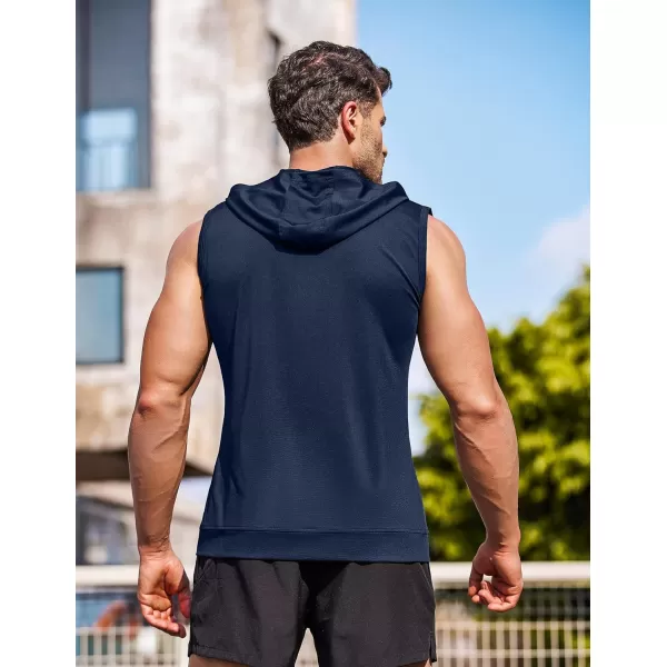 COOFANDY Men's Workout Hooded Tank Tops Zip Up Bodybuilding Fitness Muscle T Shirt Sleeveless Gym Hoodie