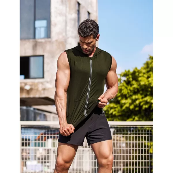 COOFANDY Men's Workout Hooded Tank Tops Zip Up Bodybuilding Fitness Muscle T Shirt Sleeveless Gym Hoodie