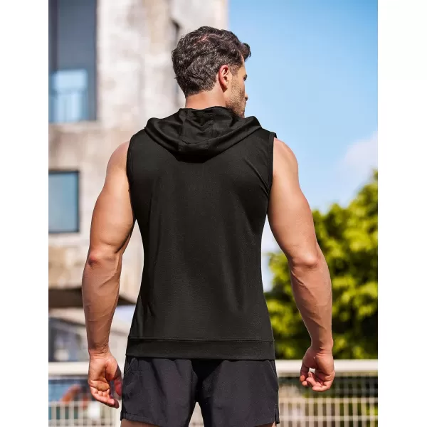 COOFANDY Men's Workout Hooded Tank Tops Zip Up Bodybuilding Fitness Muscle T Shirt Sleeveless Gym Hoodie