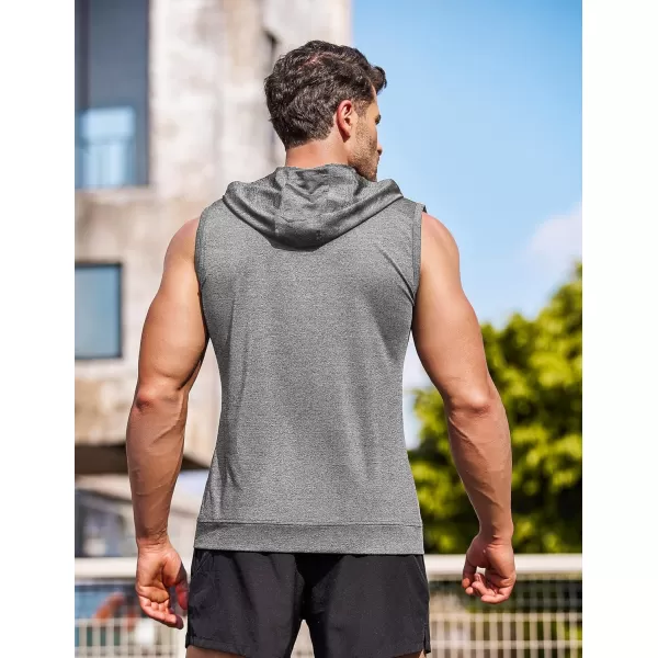 COOFANDY Men's Workout Hooded Tank Tops Zip Up Bodybuilding Fitness Muscle T Shirt Sleeveless Gym Hoodie