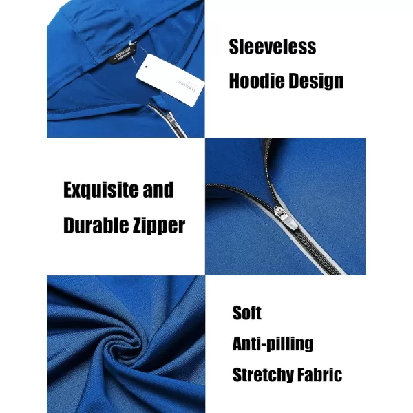 COOFANDY Men's Workout Hooded Tank Tops Zip Up Bodybuilding Fitness Muscle T Shirt Sleeveless Gym Hoodie
