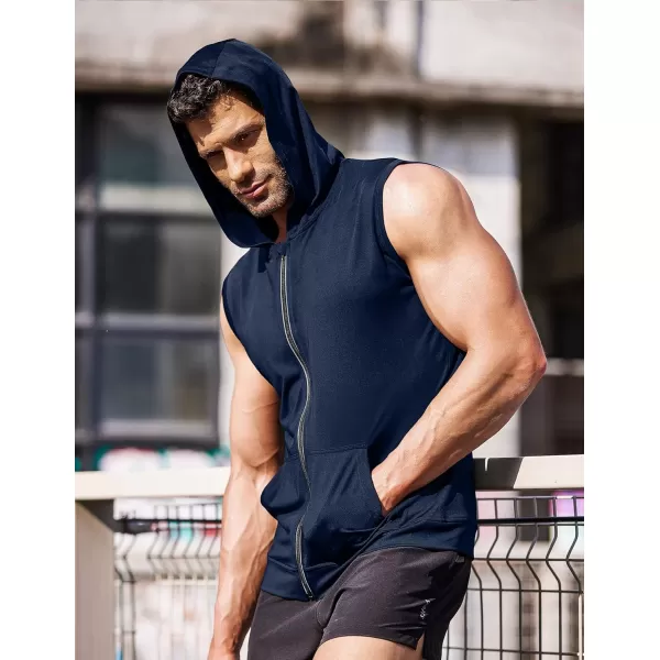 COOFANDY Men's Workout Hooded Tank Tops Zip Up Bodybuilding Fitness Muscle T Shirt Sleeveless Gym Hoodie