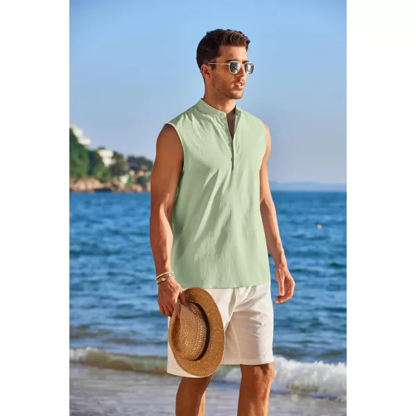 COOFANDY Sleeveless Beach Shirts for Men Summer Tank Shirts Casual Henley Tank Top
