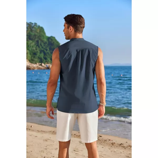 COOFANDY Sleeveless Beach Shirts for Men Summer Tank Shirts Casual Henley Tank Top