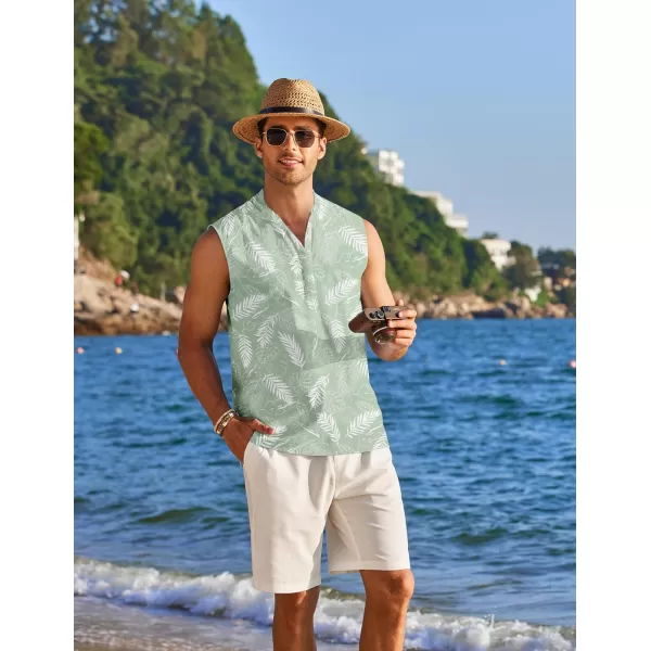 COOFANDY Sleeveless Beach Shirts for Men Summer Tank Shirts Casual Henley Tank Top