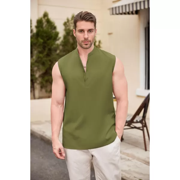 COOFANDY Sleeveless Beach Shirts for Men Summer Tank Shirts Casual Henley Tank Top