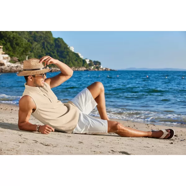 COOFANDY Sleeveless Beach Shirts for Men Summer Tank Shirts Casual Henley Tank Top