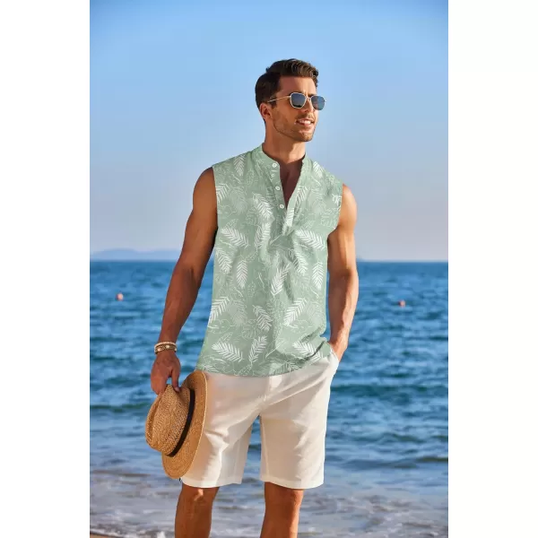 COOFANDY Sleeveless Beach Shirts for Men Summer Tank Shirts Casual Henley Tank Top