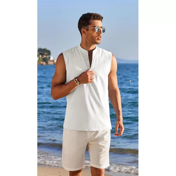 COOFANDY Sleeveless Beach Shirts for Men Summer Tank Shirts Casual Henley Tank Top