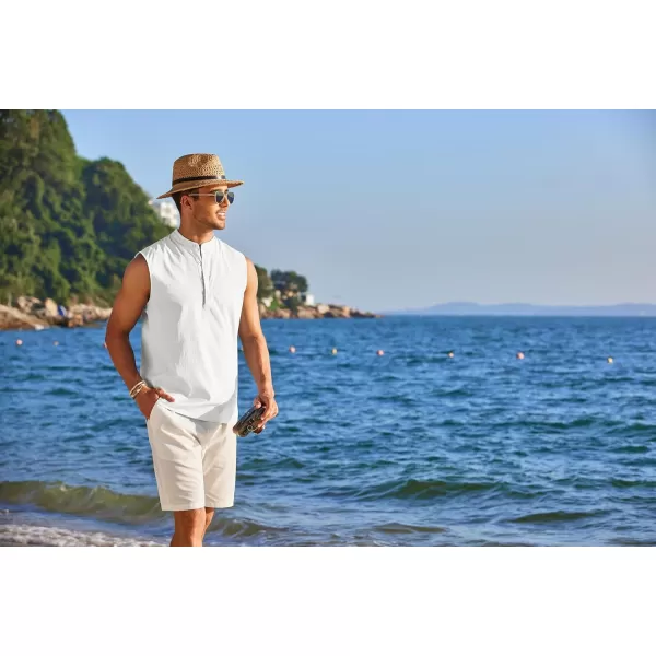 COOFANDY Sleeveless Beach Shirts for Men Summer Tank Shirts Casual Henley Tank Top