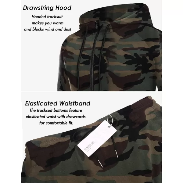 COOFANDY Tracksuit Mens with Zipper Pockets Full Zip Hoodie Sweatsuit 2 Pieces Running Jogging Sports Casual Sweat Suits