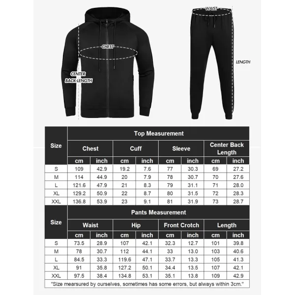 COOFANDY Tracksuit Mens with Zipper Pockets Full Zip Hoodie Sweatsuit 2 Pieces Running Jogging Sports Casual Sweat Suits