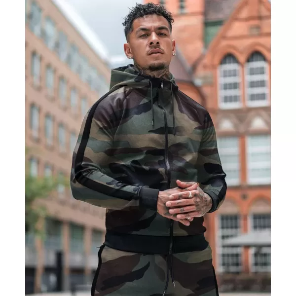 COOFANDY Tracksuit Mens with Zipper Pockets Full Zip Hoodie Sweatsuit 2 Pieces Running Jogging Sports Casual Sweat Suits