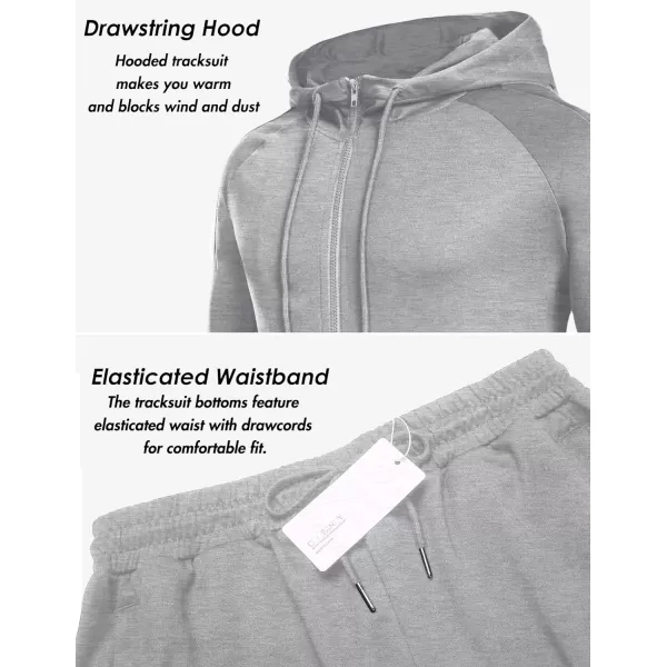 COOFANDY Tracksuit Mens with Zipper Pockets Full Zip Hoodie Sweatsuit 2 Pieces Running Jogging Sports Casual Sweat Suits