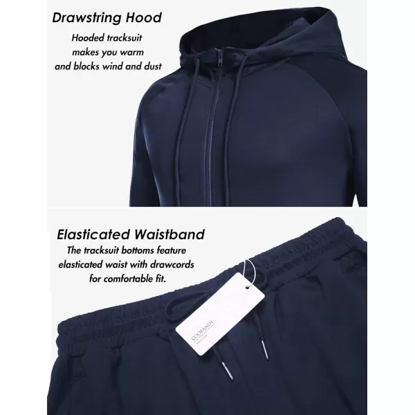COOFANDY Tracksuit Mens with Zipper Pockets Full Zip Hoodie Sweatsuit 2 Pieces Running Jogging Sports Casual Sweat Suits