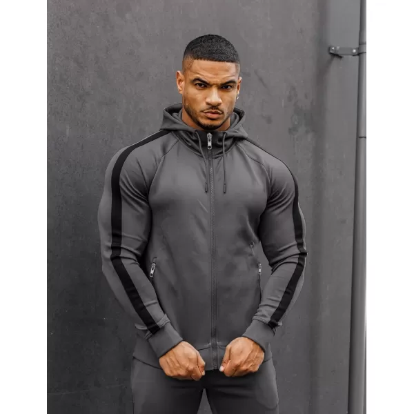 COOFANDY Tracksuit Mens with Zipper Pockets Full Zip Hoodie Sweatsuit 2 Pieces Running Jogging Sports Casual Sweat Suits